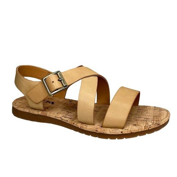 Korks Shoes - Korks Justicia Women's Strappy Flat Sandals‎ Size 7 Natural Beige Casual Shoes